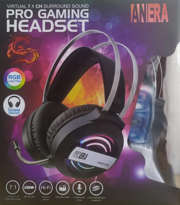 HEADSET ANERA AE-HS810G GAMING 7.1 USB RGB